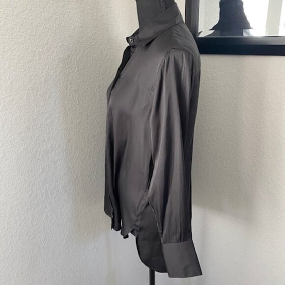 NWT OLD NAVY Black Satin Loose Fit Oversized Boyfriend Button Down Blouse XS/S - Picture 9 of 14